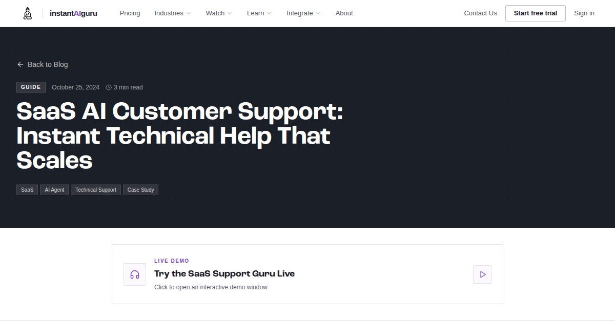 SaaS AI Customer Support: Instant Technical Help That Scales