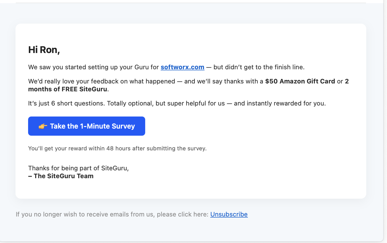 Survey Email Example
