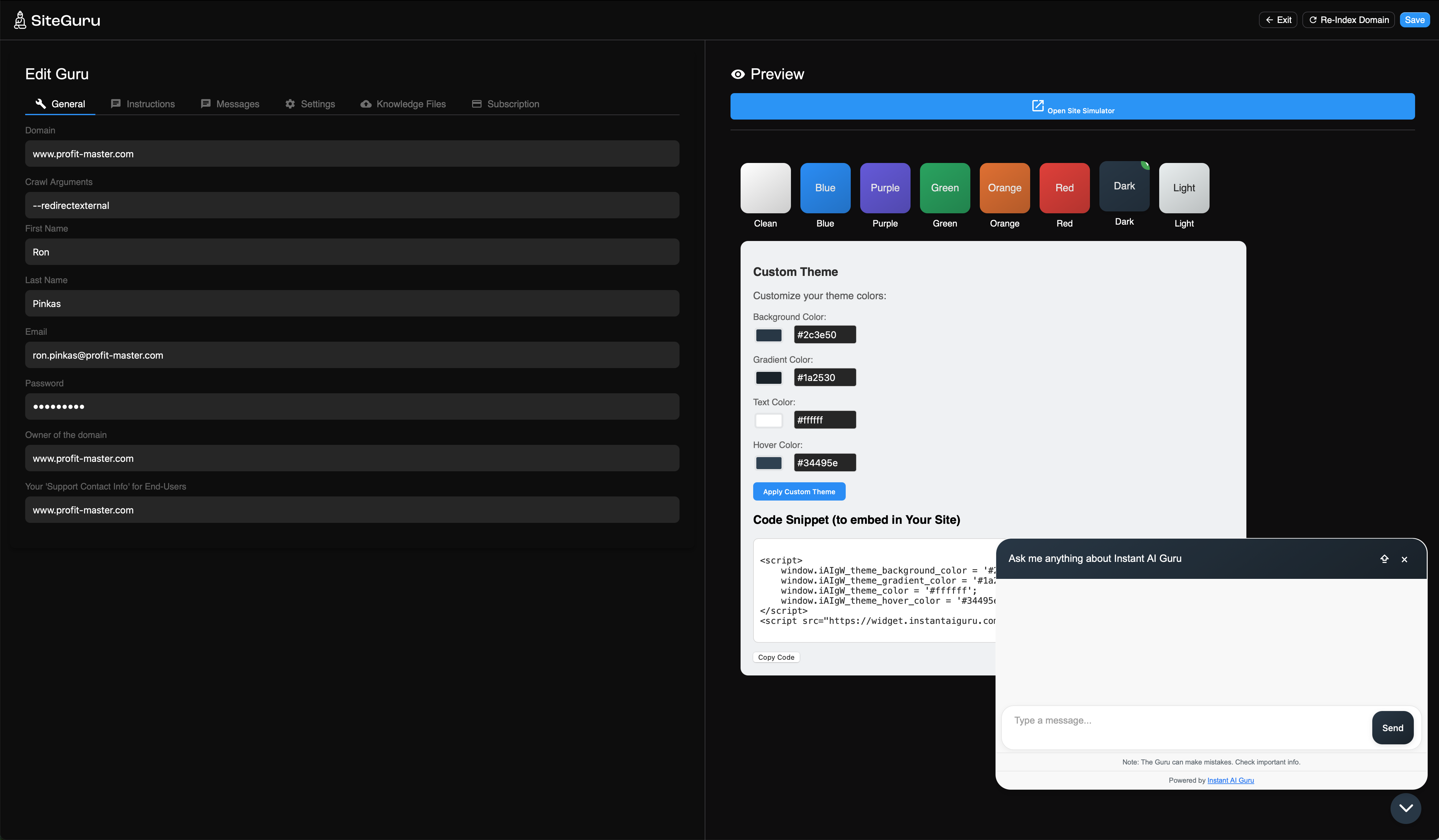 Theme Editor Screenshot